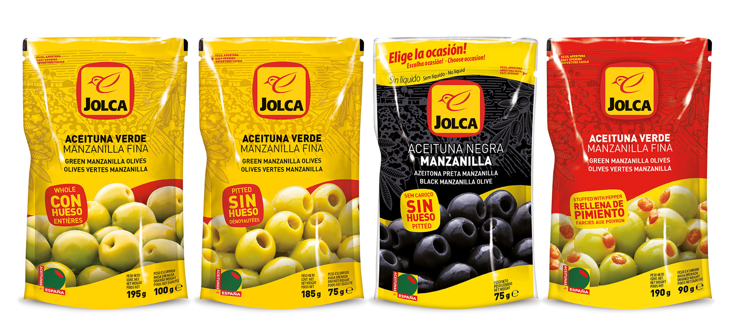 Diseño de packaging para aceitunas Jolca realizado por Oficina de Arte